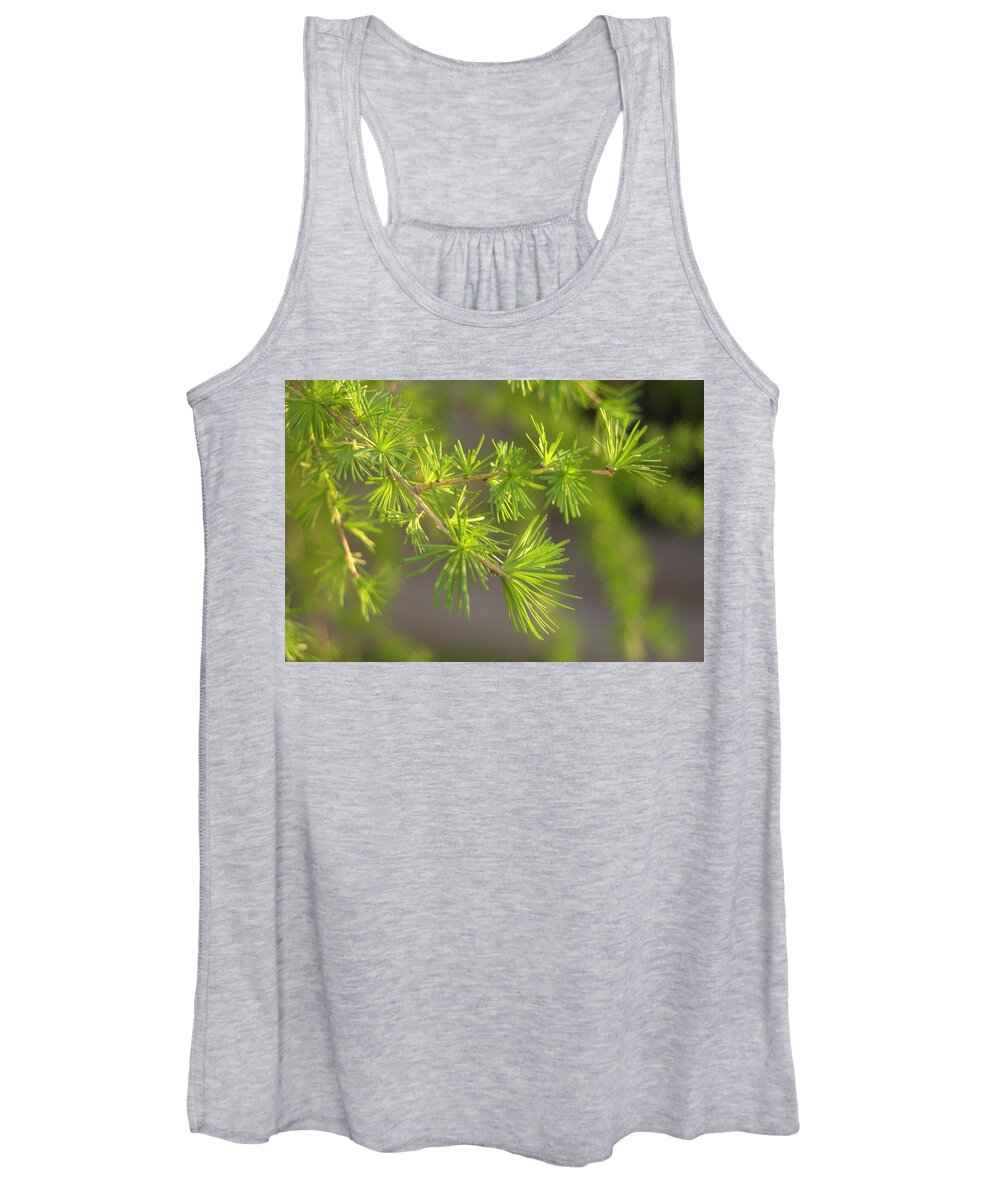Green Women's Tank Top featuring the photograph Larch branch and Foliage by Nathan Abbott