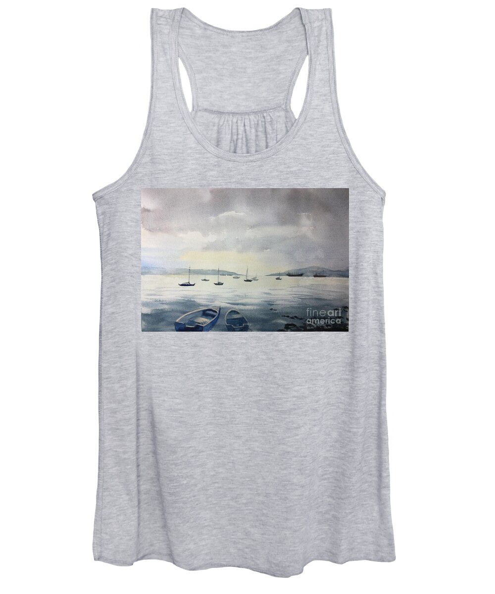 Late Evening English Bay. Women's Tank Top featuring the painting Late In The Day by Watercolor Meditations