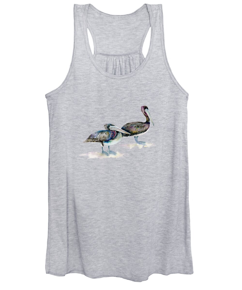 Brown Pelican Women's Tank Top featuring the painting Laurel and Hardy, Brown Pelicans by Amy Kirkpatrick