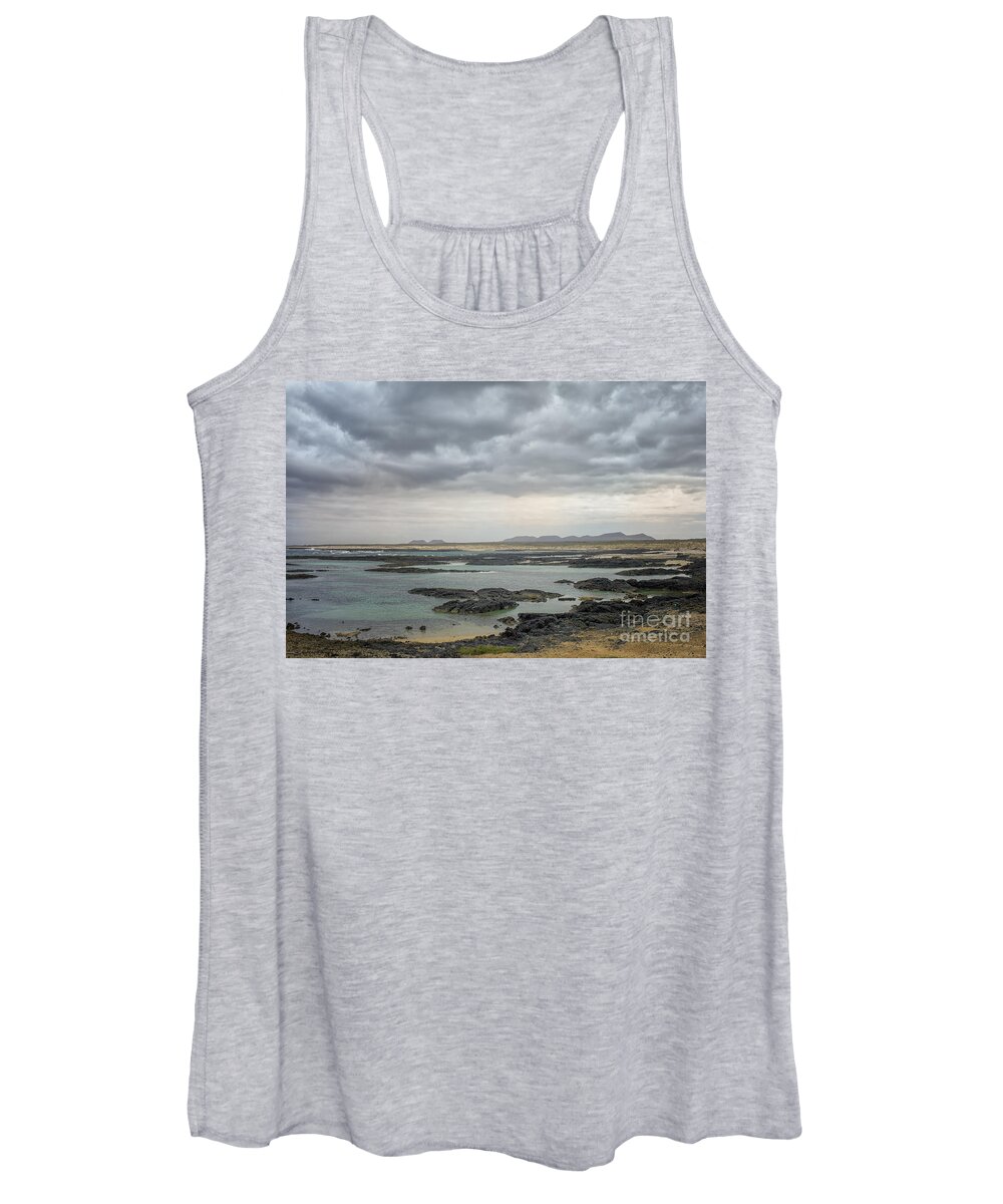Fuerteventura Women's Tank Top featuring the photograph Lava coast and ocean by Patricia Hofmeester
