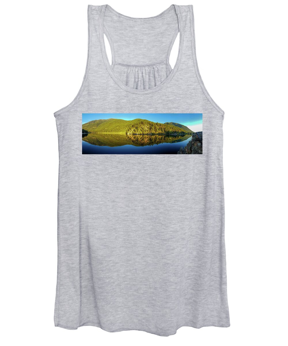 Lazy Lake Women's Tank Top featuring the photograph Lazy lake panorama by Thomas Nay