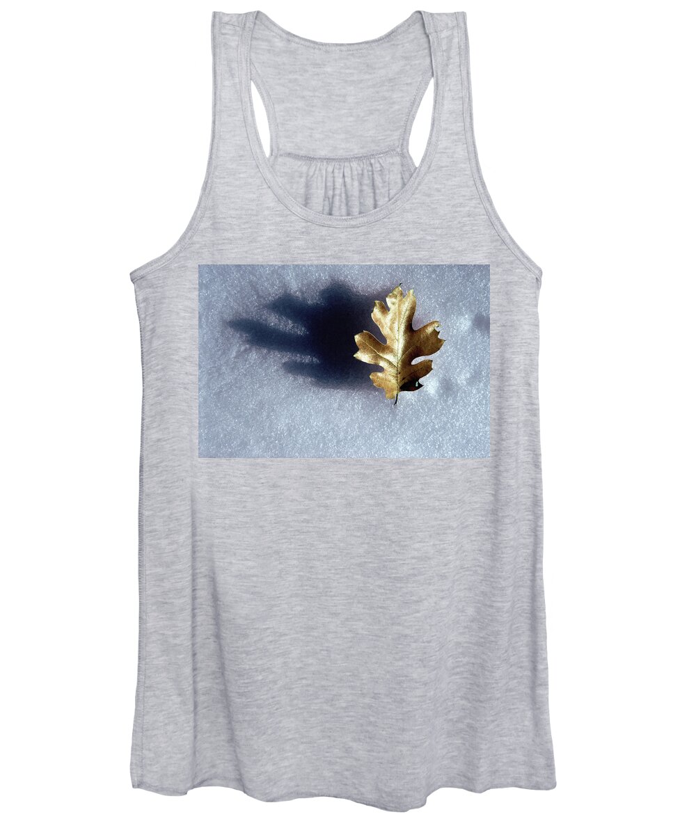Photography Women's Tank Top featuring the photograph Leaf on Snow by Paul Wear