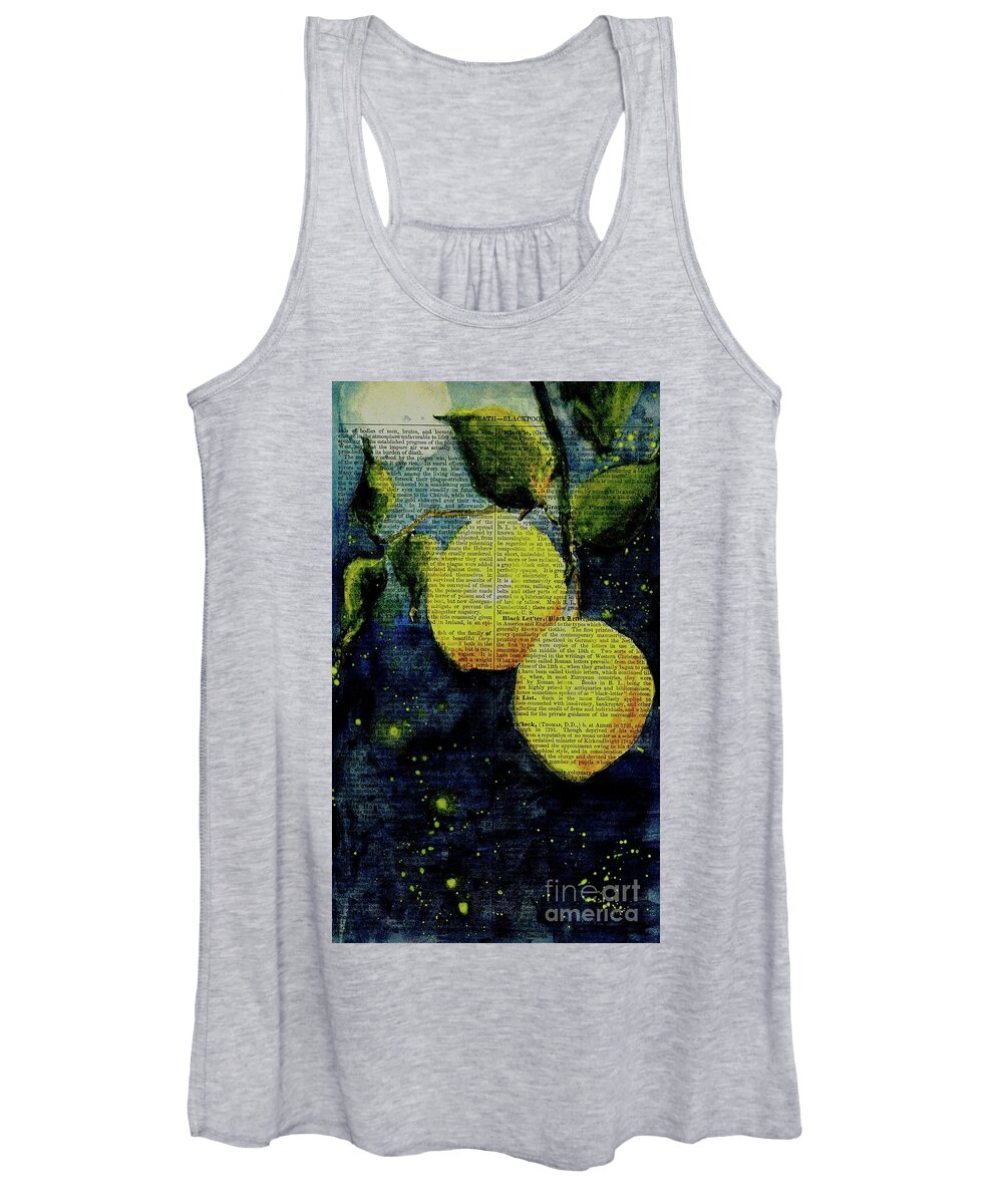 Moonlight Women's Tank Top featuring the painting Lemons Bathed in Moonlight by Maria Hunt