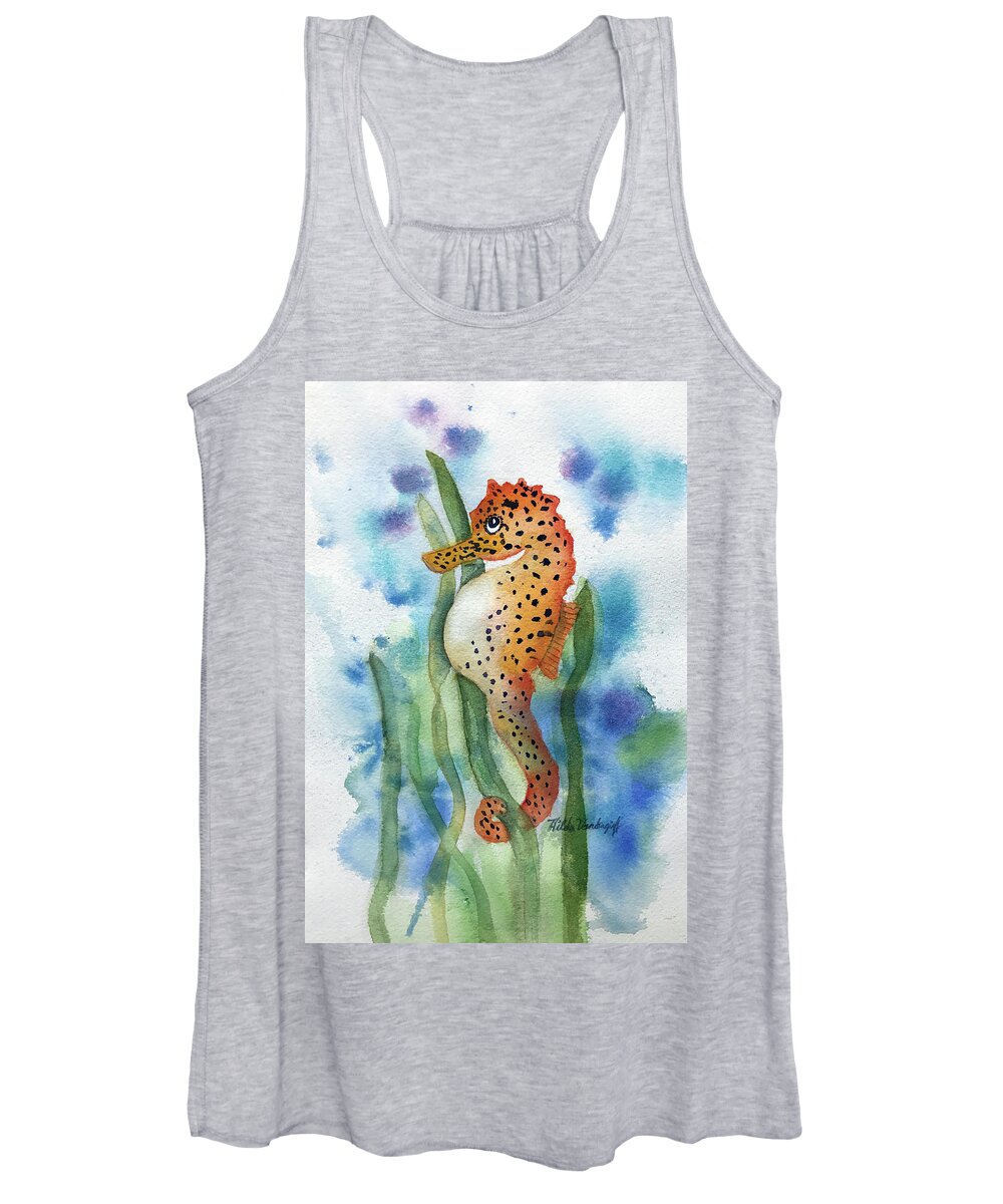 Seahorse Women's Tank Top featuring the painting Leopard Seahorse by Hilda Vandergriff