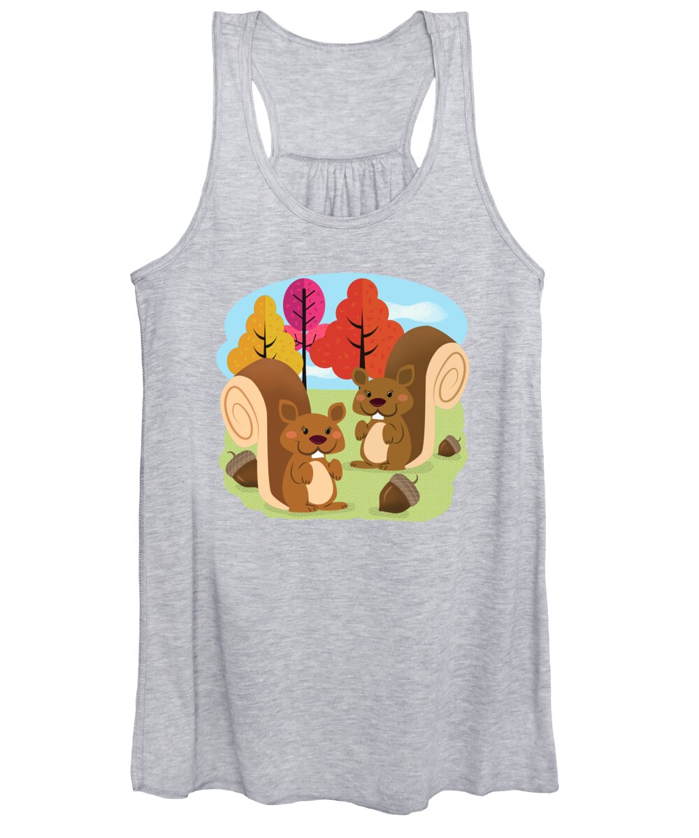 Squirrels Women's Tank Top featuring the painting Let The Acorns Fall by Little Bunny Sunshine