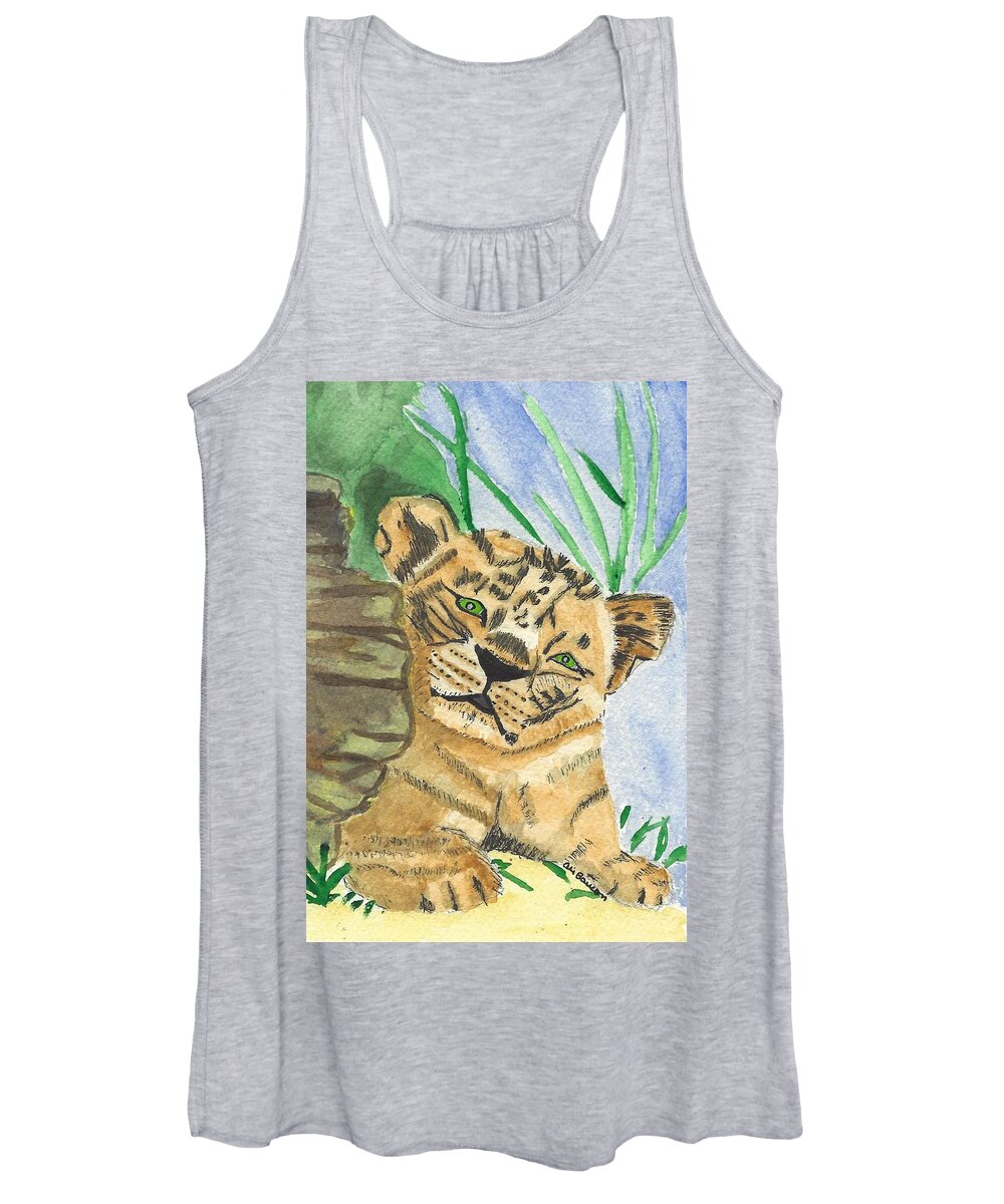 Lion Women's Tank Top featuring the painting Linus by Ali Baucom