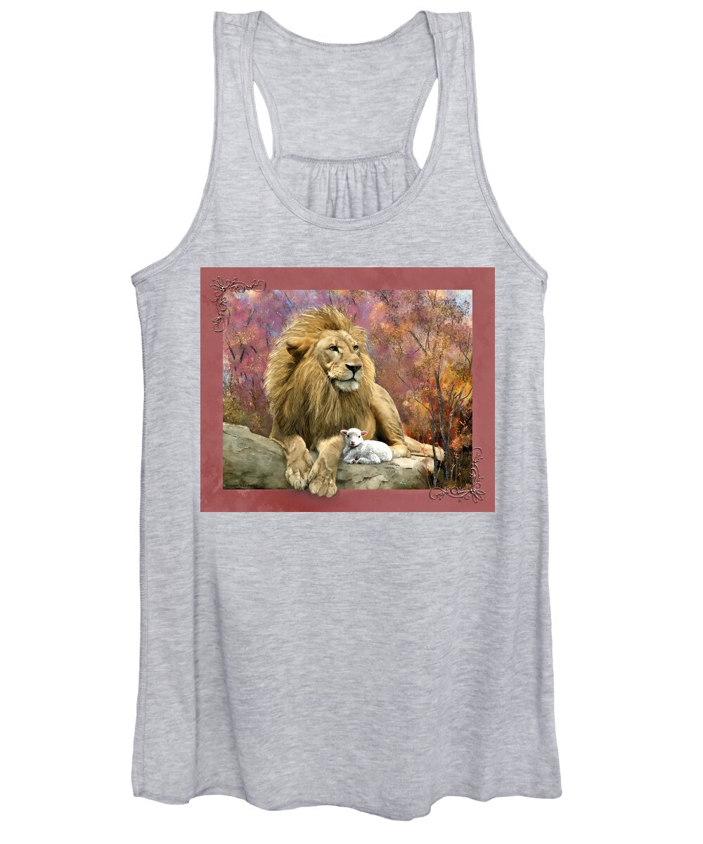 Lion Women's Tank Top featuring the digital art Lion and the Lamb by Susan Kinney