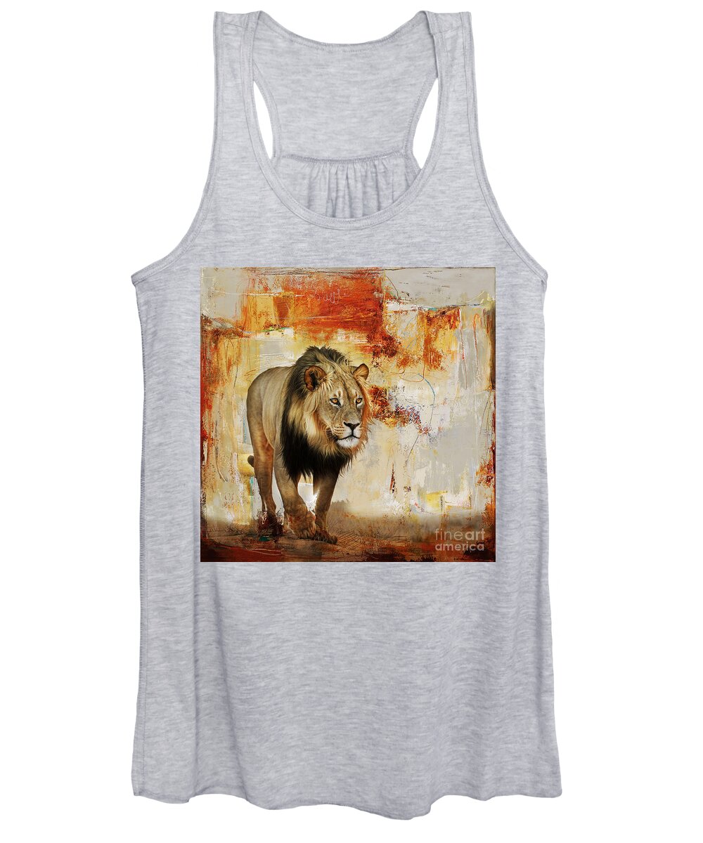 Cheetah Women's Tank Top featuring the painting Lion hunt by Gull G