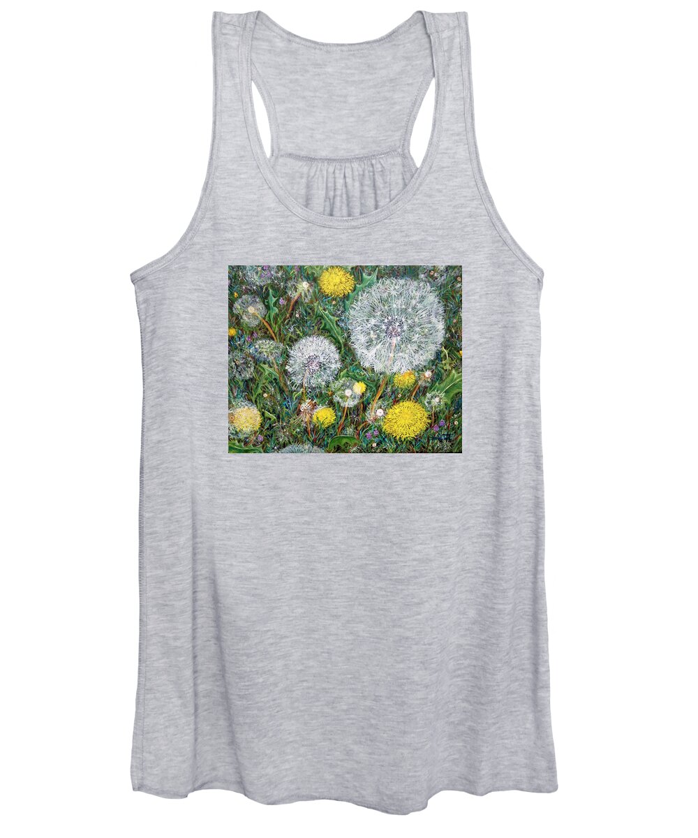 Dandelion Women's Tank Top featuring the painting Lions of the Garden by Linda Markwardt