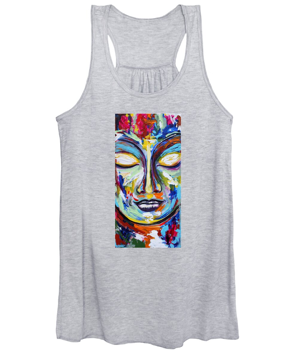 Impressionist Women's Tank Top featuring the painting Little Buddha by Theresa Marie Johnson
