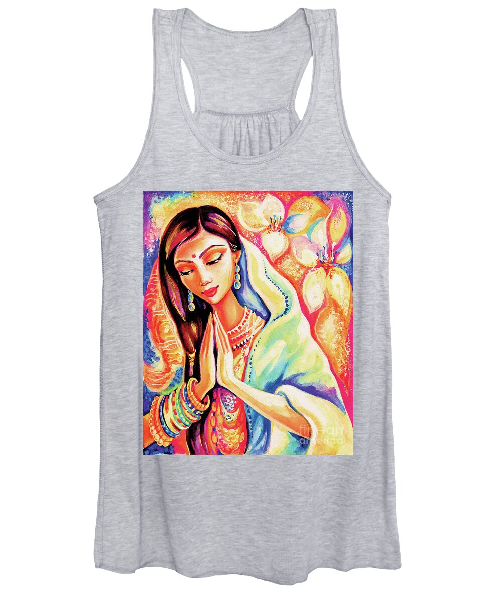 Praying Woman Women's Tank Top featuring the painting Little Himalayan Pray by Eva Campbell
