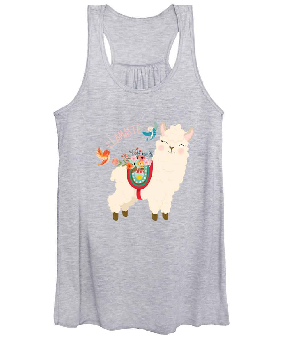 Graphic-design Women's Tank Top featuring the painting Llamaste When A Llama Offers You A Respectful Greeting by Little Bunny Sunshine
