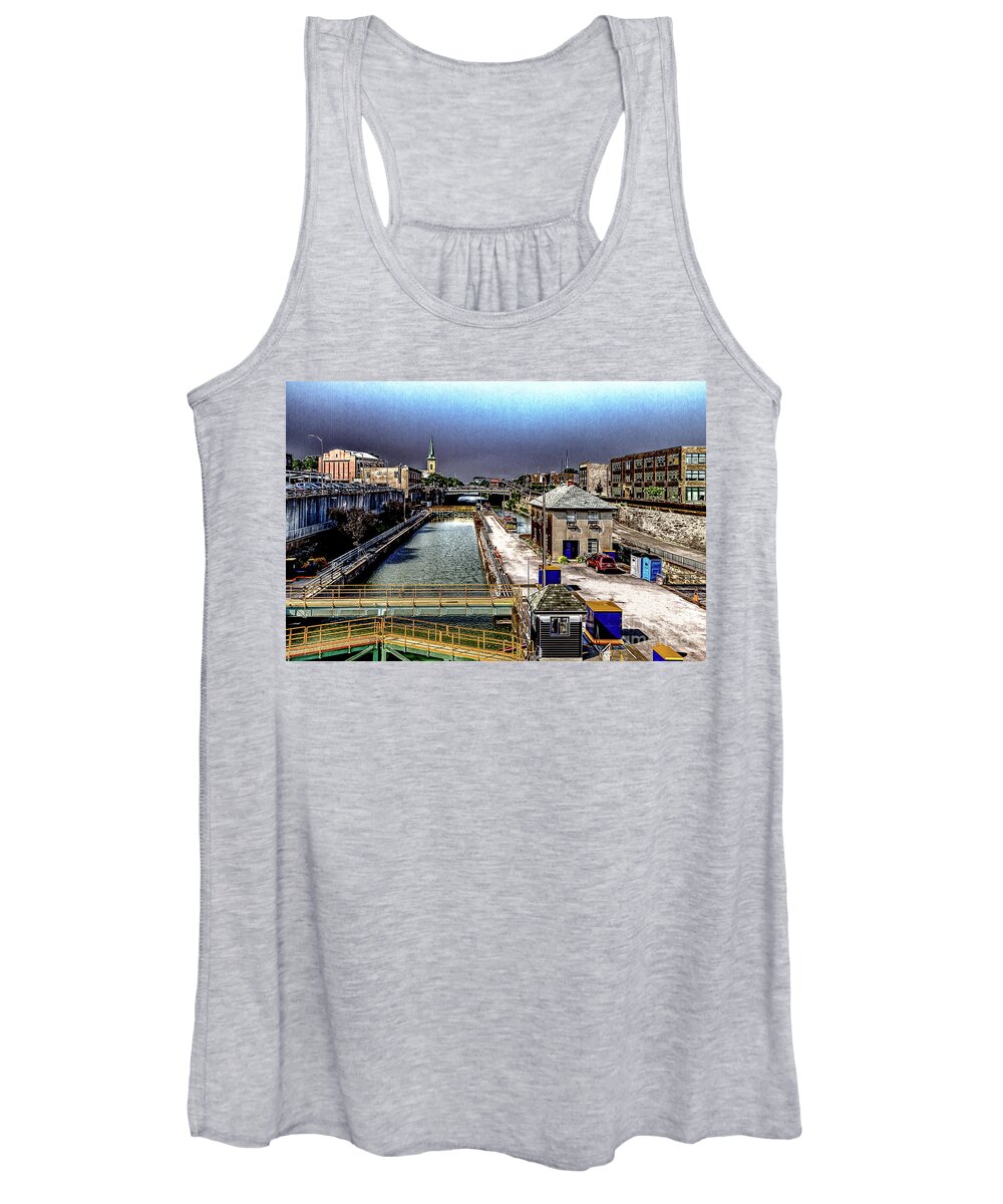 Lockport Women's Tank Top featuring the photograph Lockport Canal Locks by William Norton