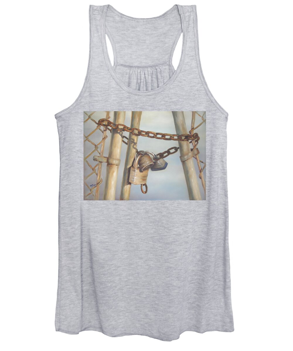Realism Women's Tank Top featuring the painting Locks by Diane DiMaria