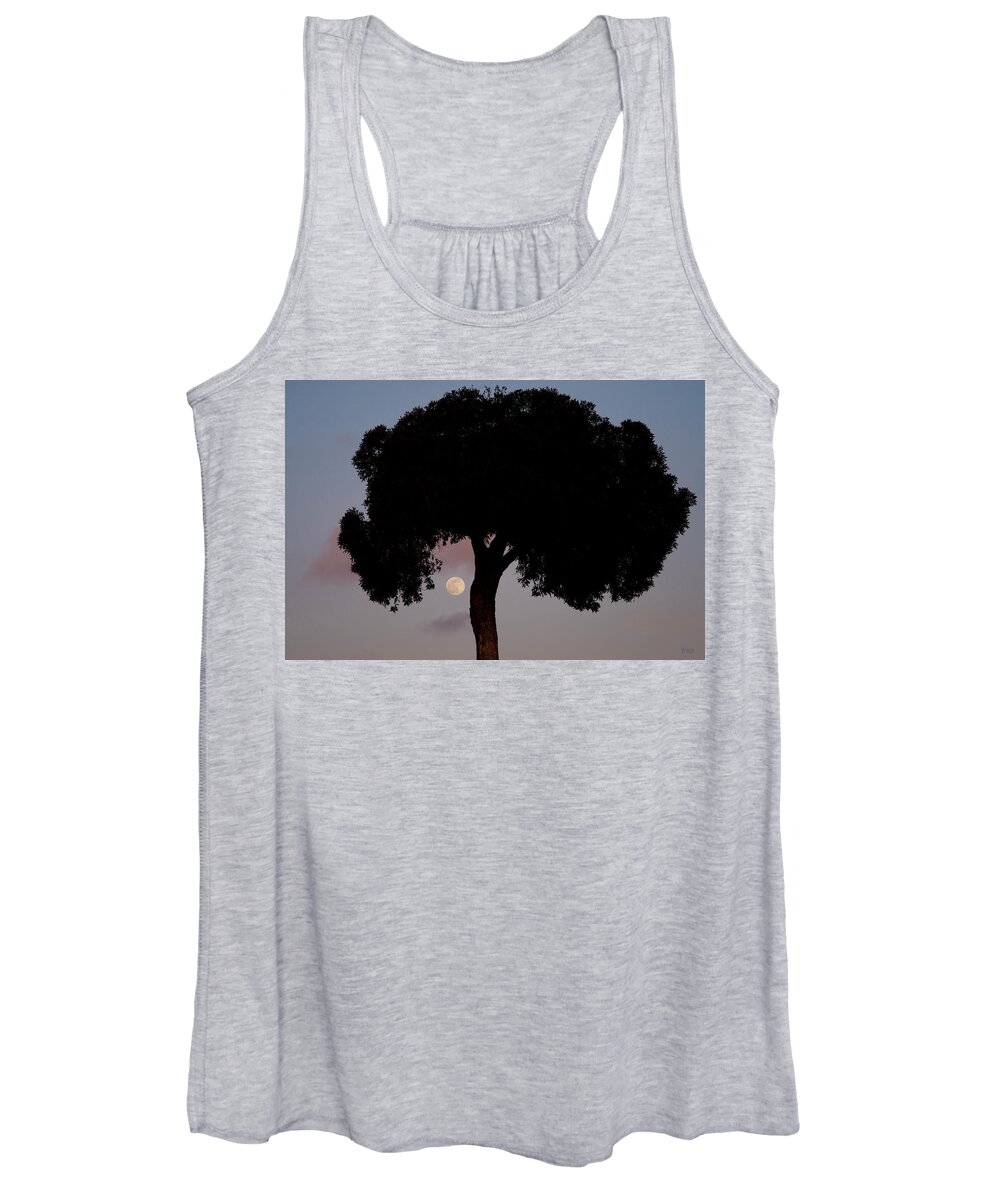 Moon Women's Tank Top featuring the photograph Lone Tree and Rising Moon by David Gordon