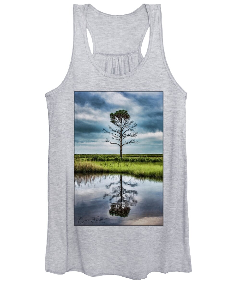 Tree Women's Tank Top featuring the photograph Lone Tree Reflected by Erika Fawcett