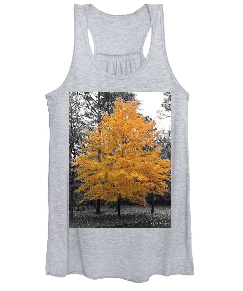 Autumn Women's Tank Top featuring the photograph Lone Yellow Autumn Tree by Doris Aguirre