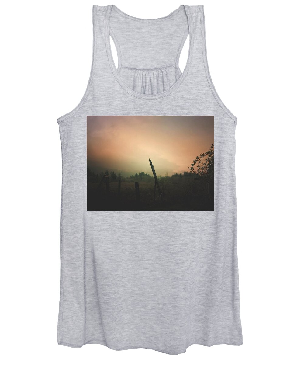 Rural Women's Tank Top featuring the digital art Lonely Fence Post by Chriss Pagani