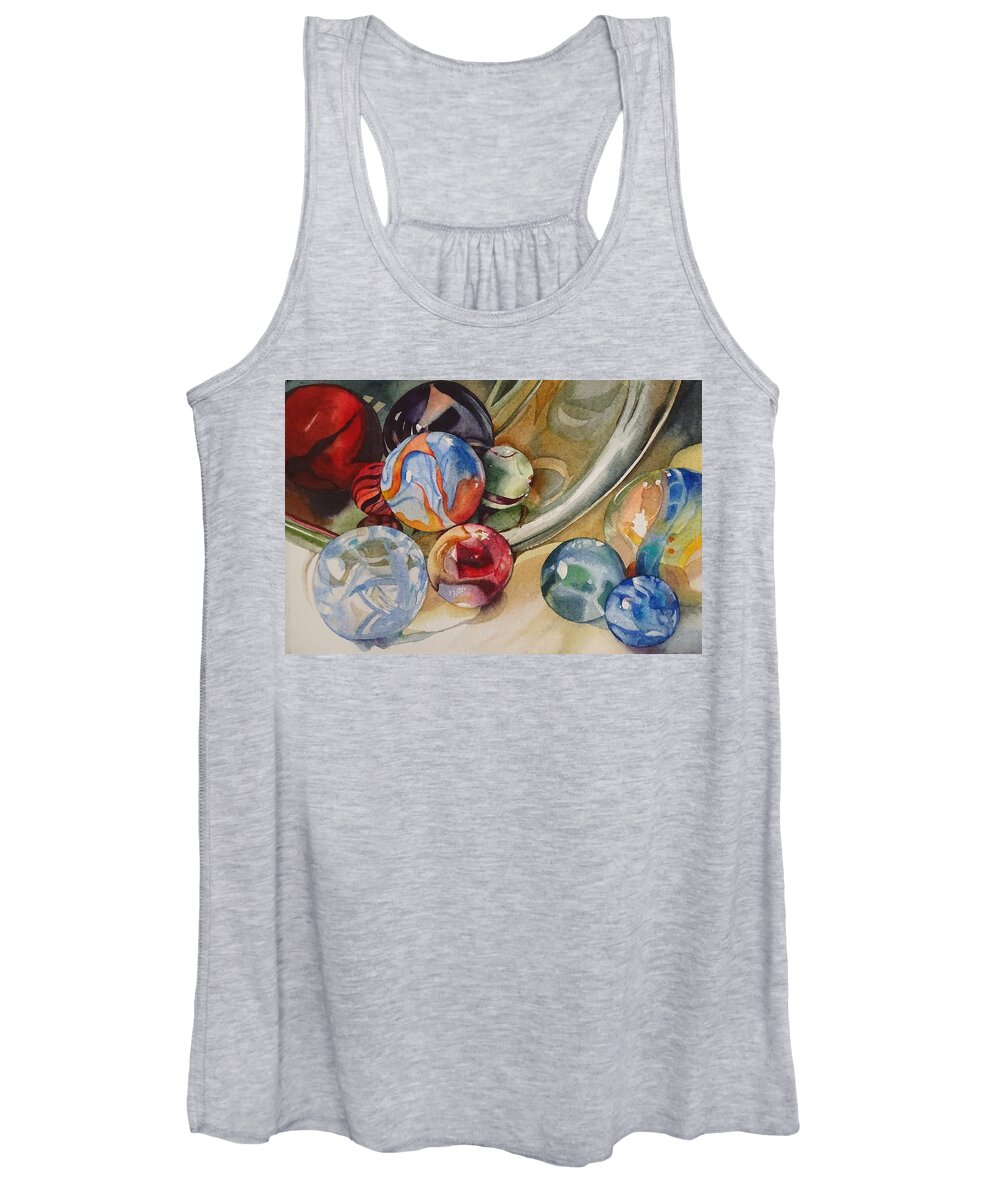 Waterecolor Women's Tank Top featuring the painting Loose Marbles by Marlene Gremillion