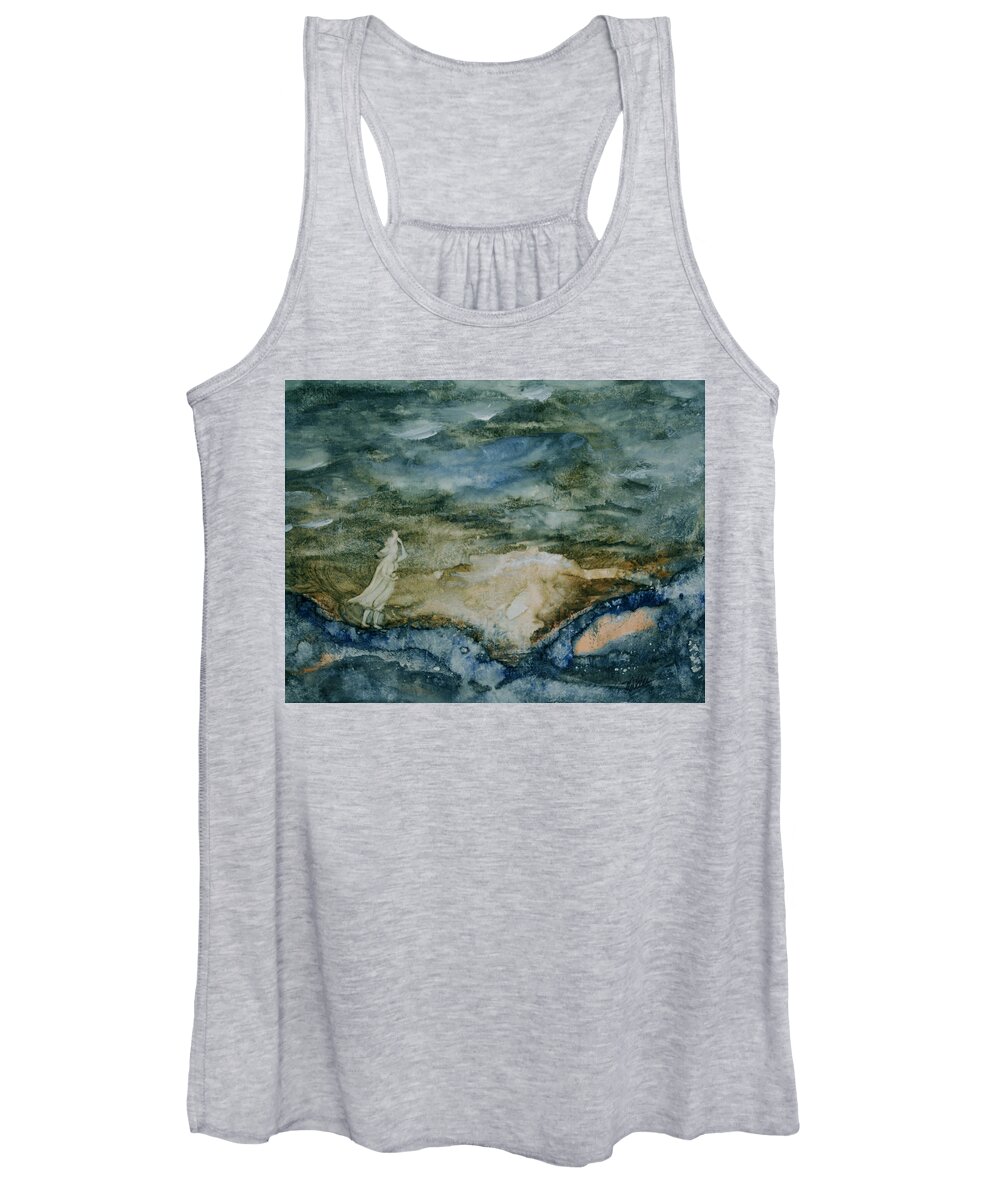Stormy Women's Tank Top featuring the painting Lost at Sea by Vallee Johnson