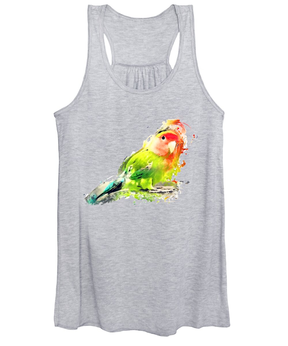 Lovebird Women's Tank Top featuring the painting Lovebird watercolor painting by Justyna Jaszke JBJart