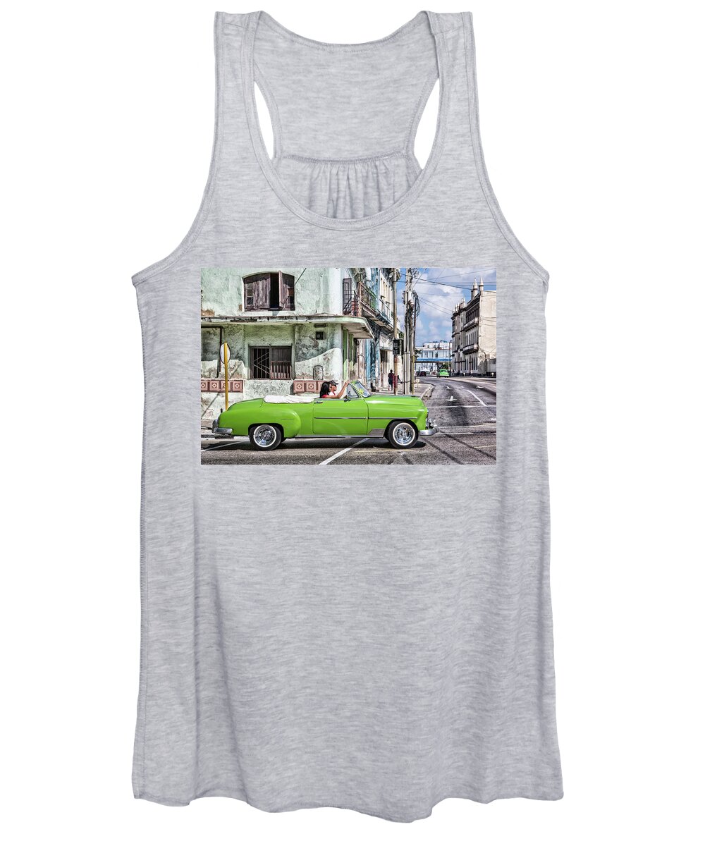 Chevy Women's Tank Top featuring the photograph Lovin' Lime Green Chevy by Gigi Ebert