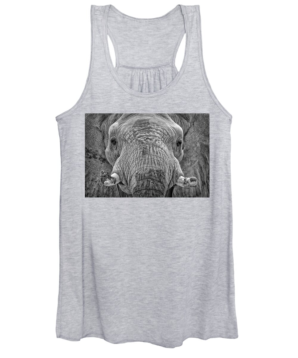 Elephants Women's Tank Top featuring the photograph Mabu Up Close N Personal by Elaine Malott