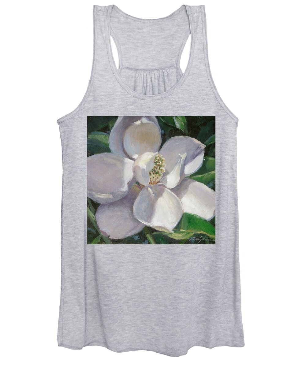 Magnolia Women's Tank Top featuring the painting Magnolia by L Diane Johnson