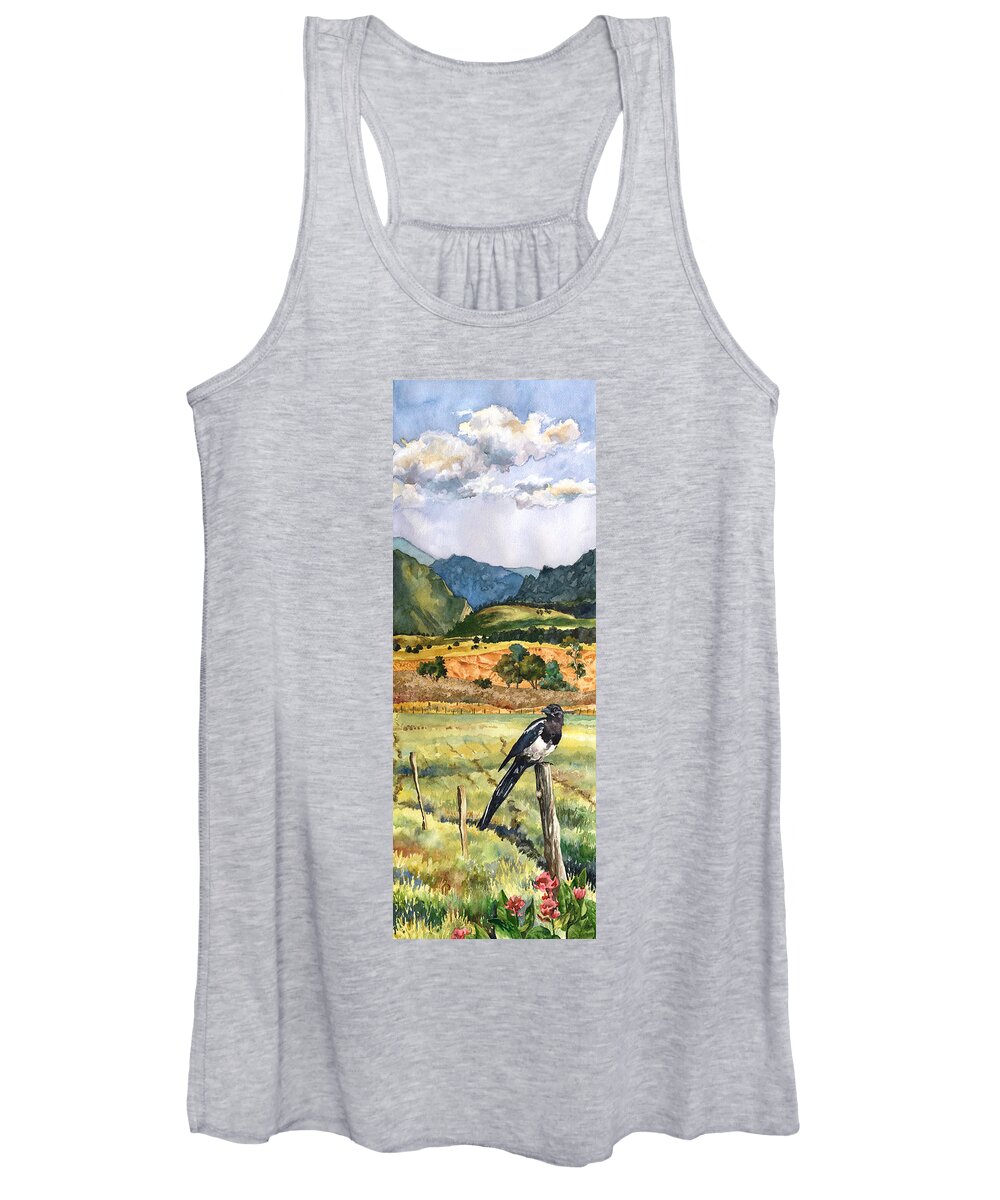 Magpie Painting Women's Tank Top featuring the painting Magpie by Anne Gifford