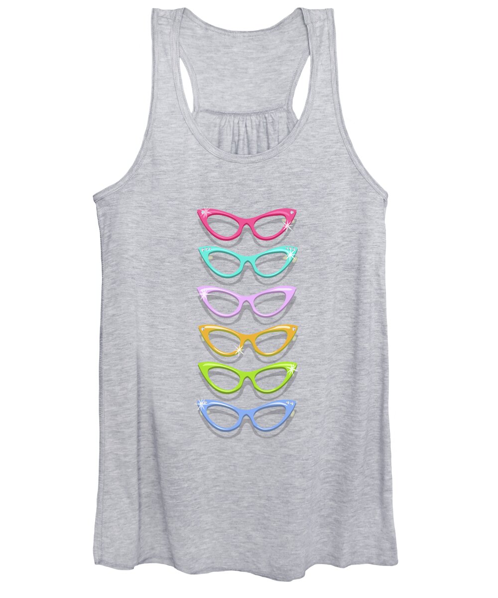  Glasses Women's Tank Top featuring the painting Make A Spectacle Of Yourself by Little Bunny Sunshine