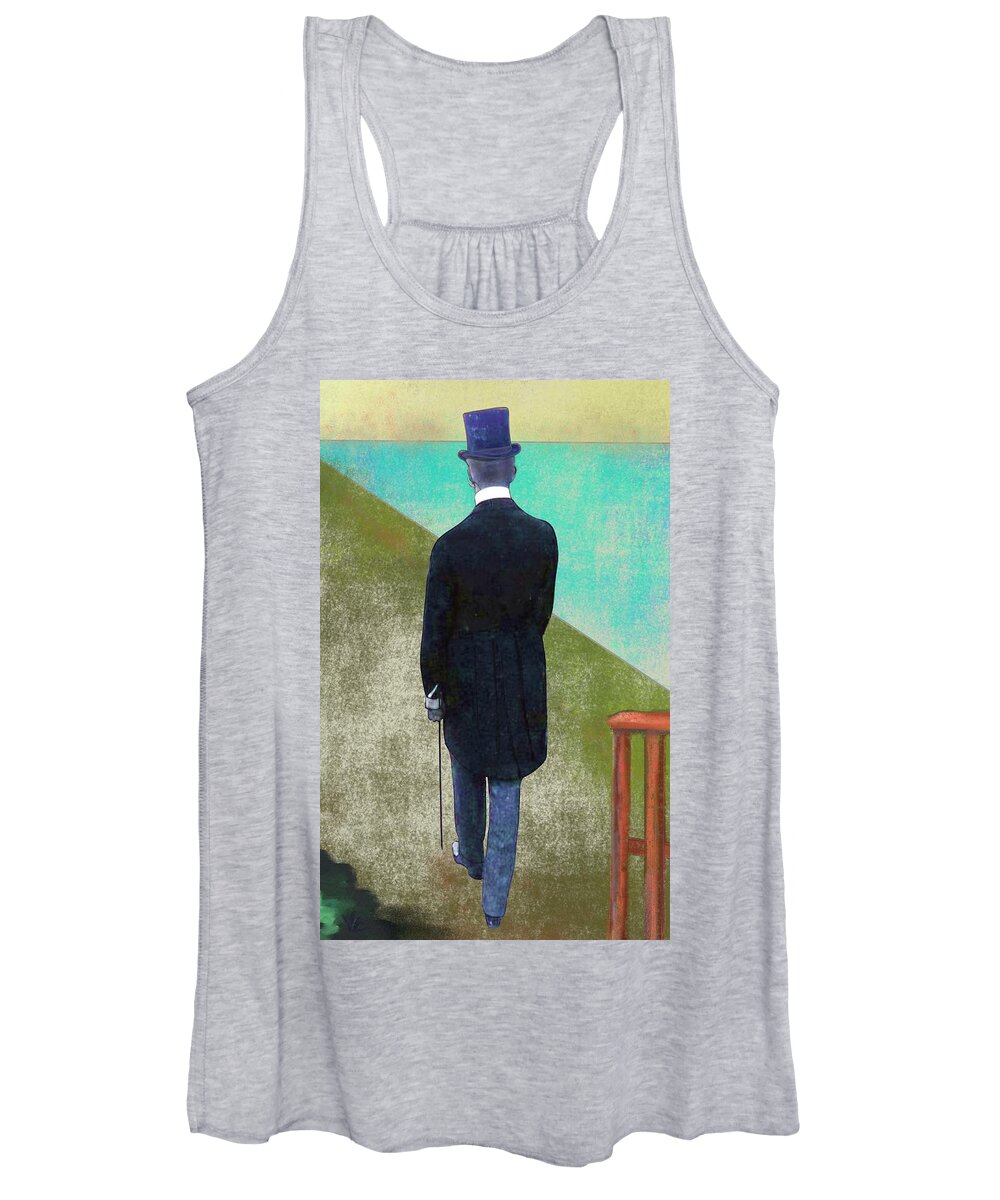 Victor Shelley Women's Tank Top featuring the digital art Man in Hat by Victor Shelley