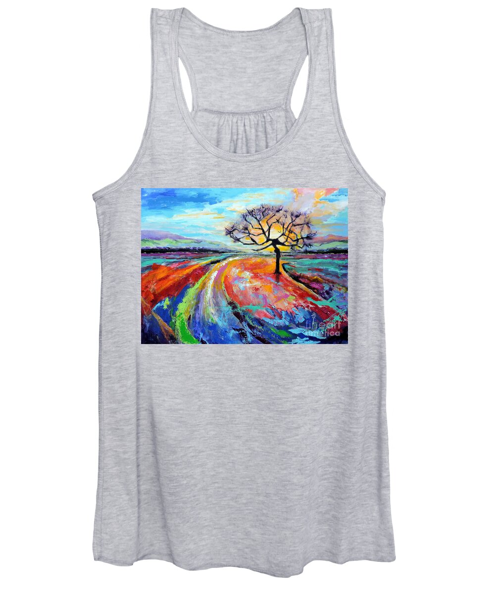 Contemporary Women's Tank Top featuring the painting Many Paths, One Destination by Jodie Marie Anne Richardson Traugott     aka jm-ART