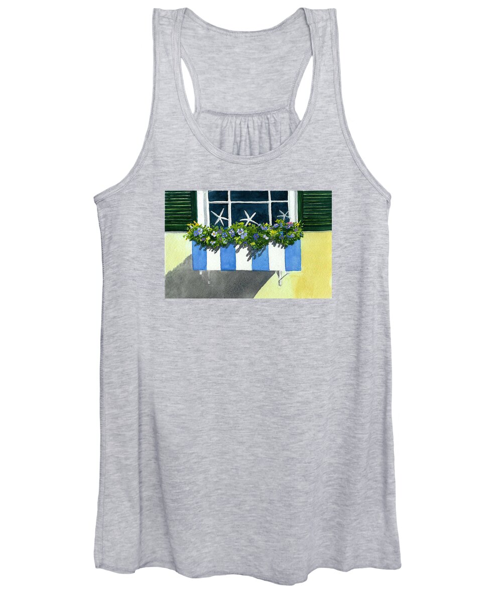 Planter Box Women's Tank Top featuring the painting Marblehead Planter Box by Anne Marie Brown