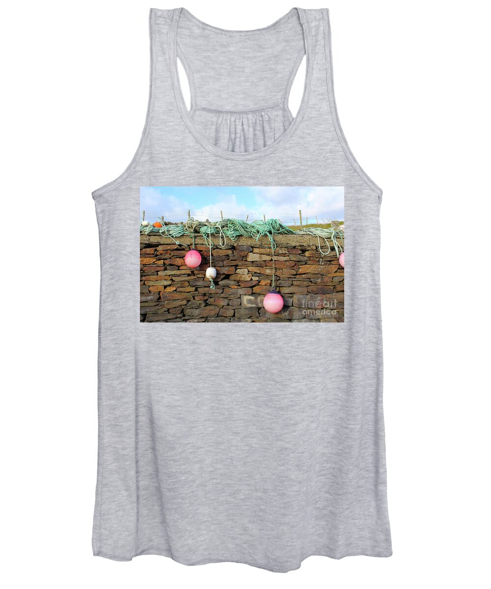 Fishing Buoys Women's Tank Top featuring the photograph Marker Buoys Fintragh Donegal Ireland by Eddie Barron