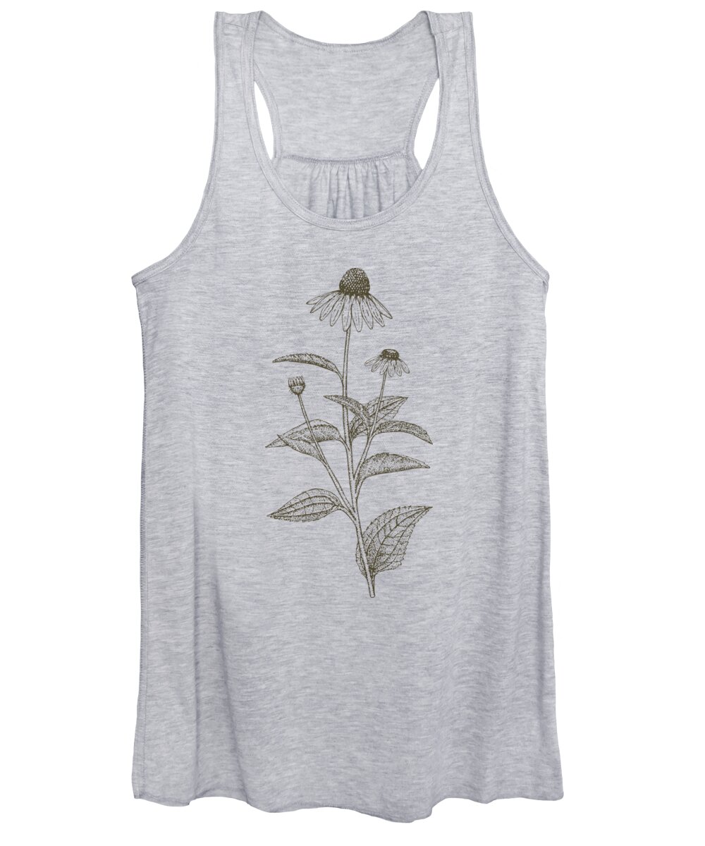 Echinacea Women's Tank Top featuring the painting Medicinal Herb Echinacea by Little Bunny Sunshine