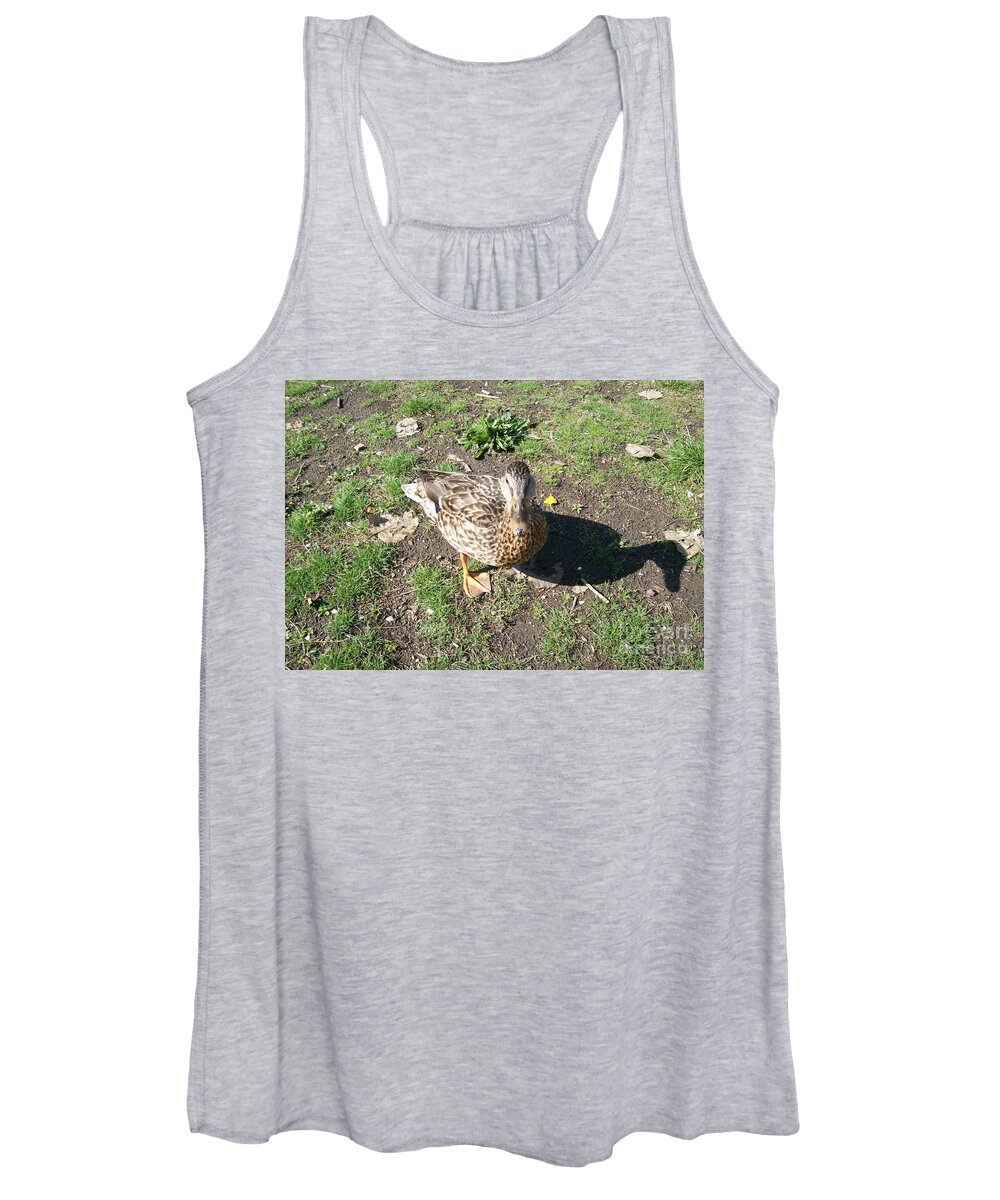 Duck Women's Tank Top featuring the photograph Melanie Tweed Visit at Boundary Bay by Donna L Munro