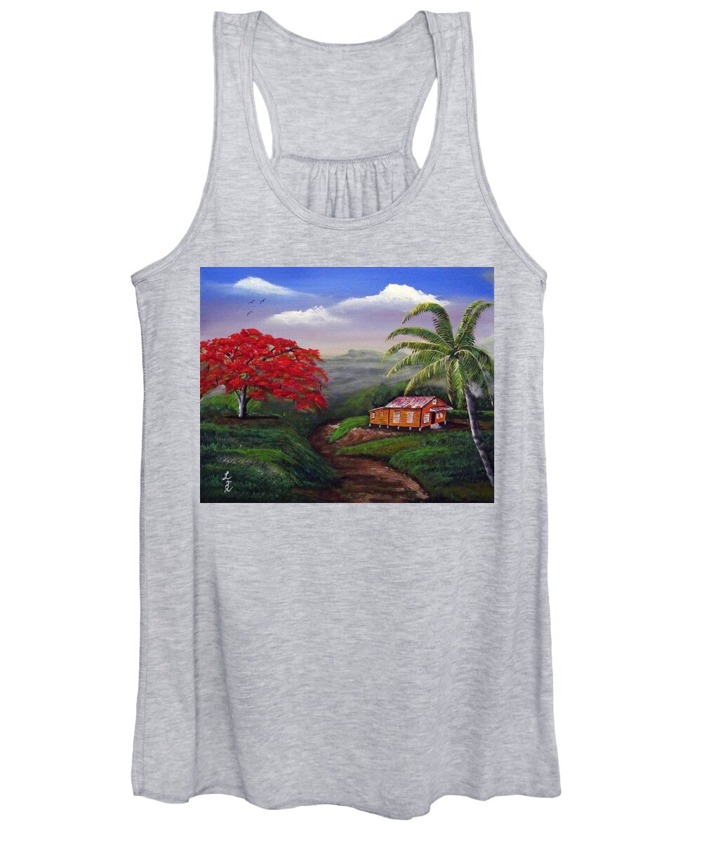 Island Women's Tank Top featuring the painting Memories of My Island by Luis F Rodriguez