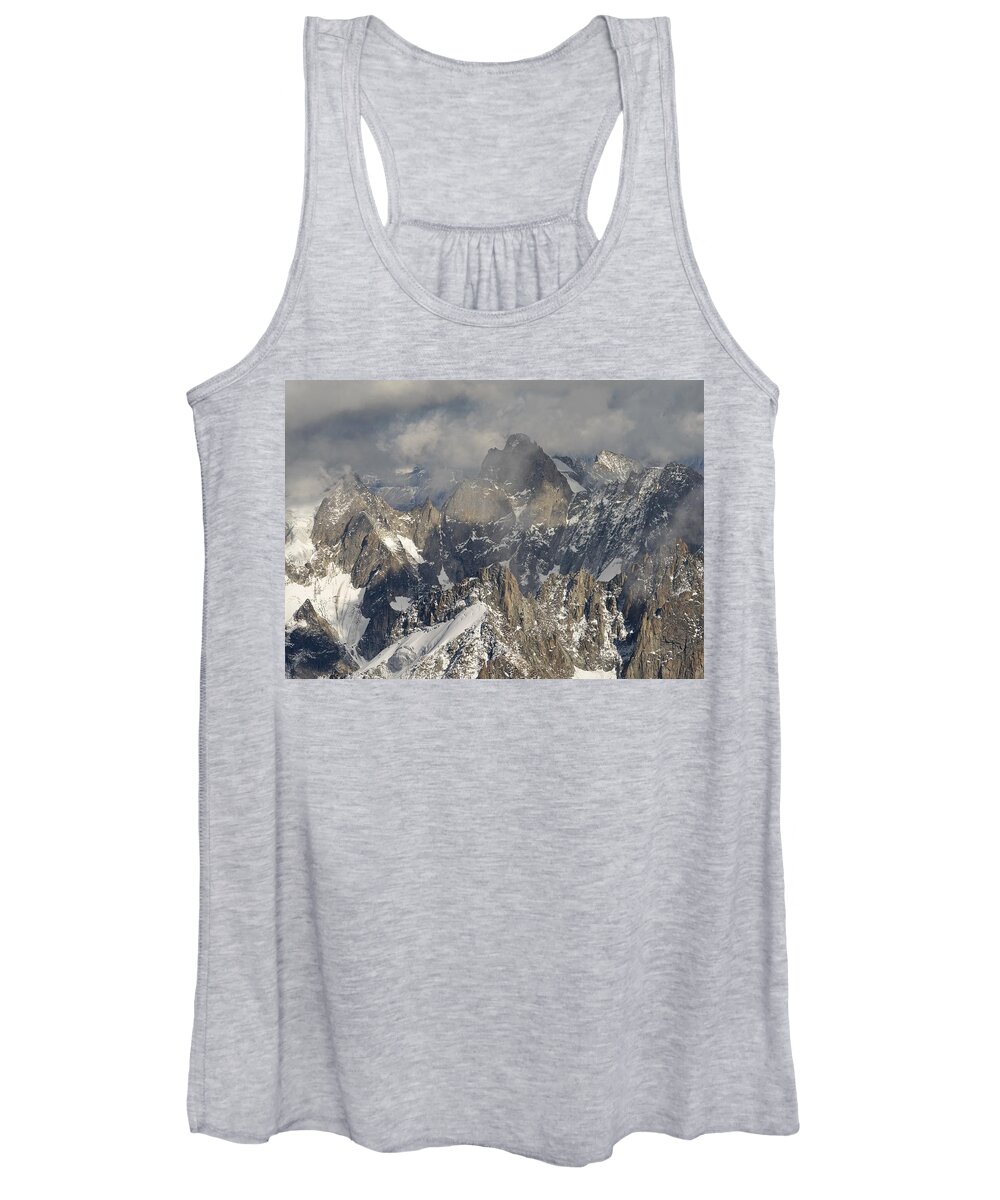Aiguille Du Midi Women's Tank Top featuring the photograph Mist and Light at Aiguille du Midi by Stephen Taylor