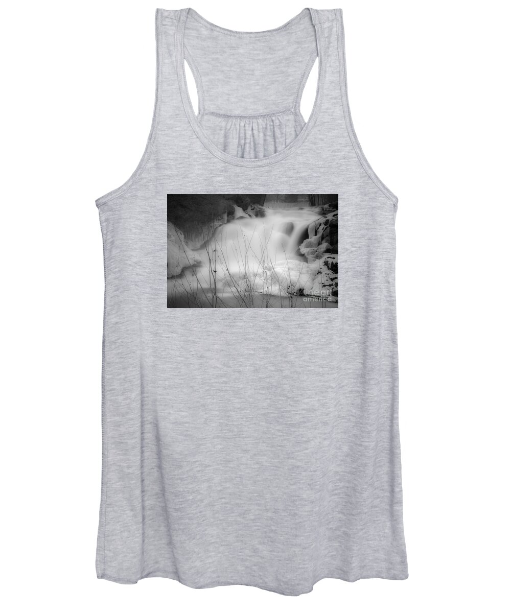 Misty Women's Tank Top featuring the photograph Misty Icy Waterfall by Jim DeLillo