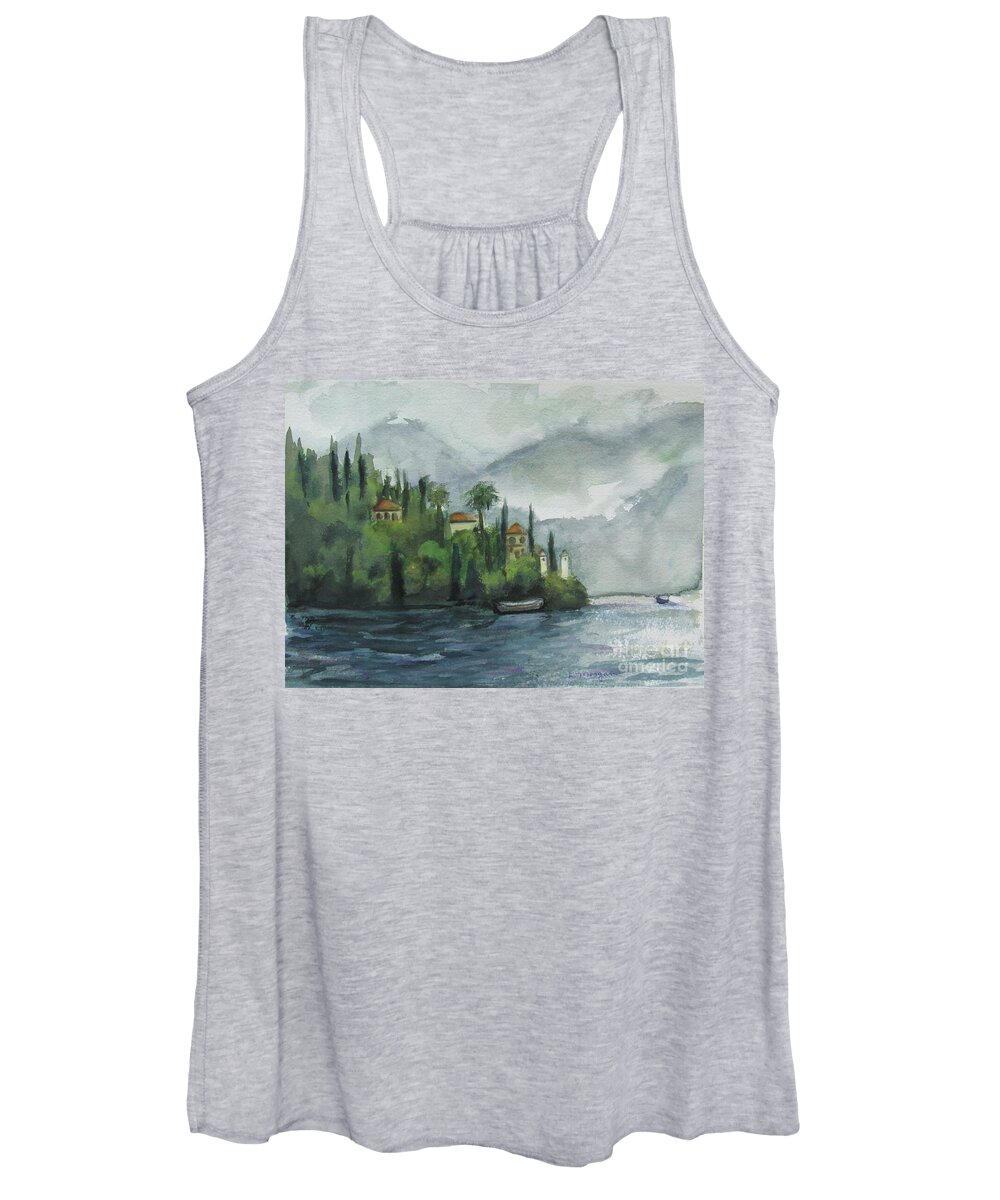 Mist Women's Tank Top featuring the painting Misty Island by Laurie Morgan