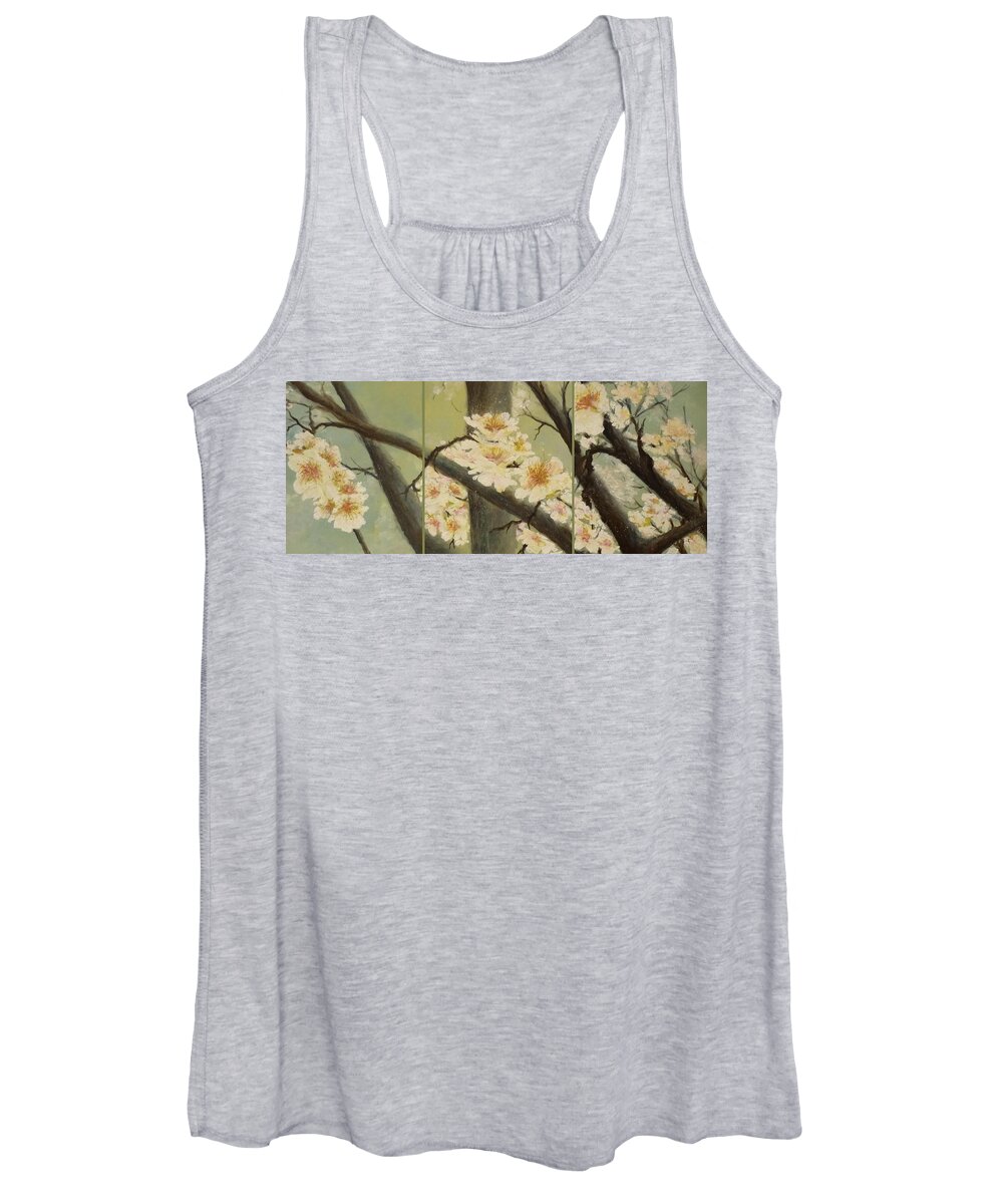 Blossom Women's Tank Top featuring the painting MistyMorningBlossom Tryptic by Lizzy Forrester