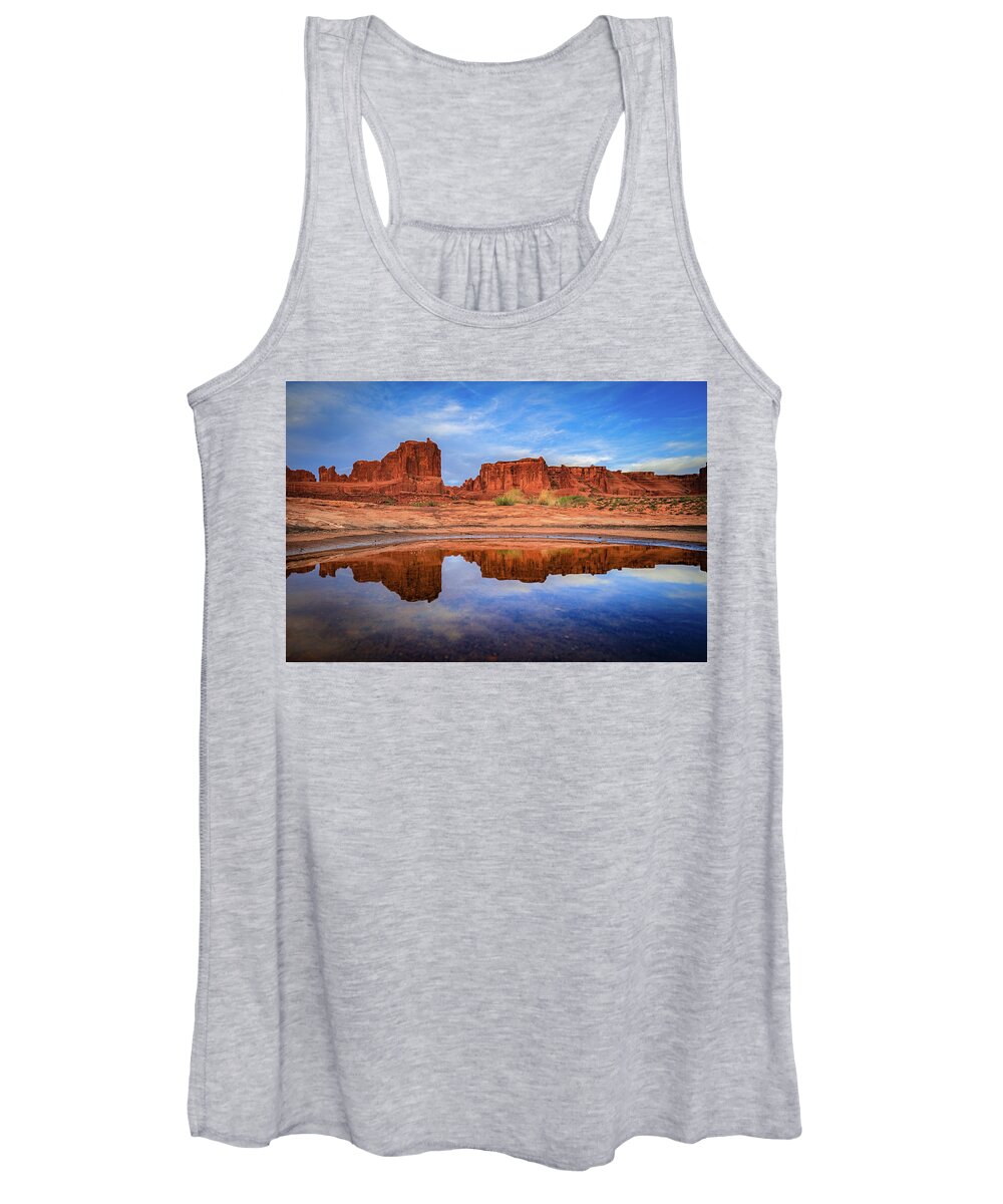 Amaizing Women's Tank Top featuring the photograph Moab Reflections by Edgars Erglis