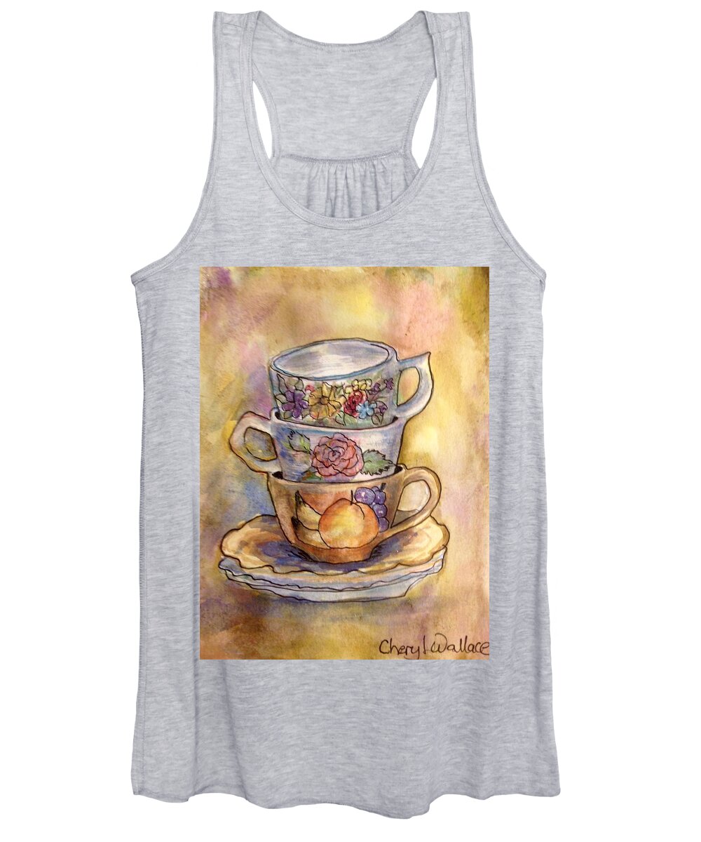 China Women's Tank Top featuring the painting Mom's China by Cheryl Wallace