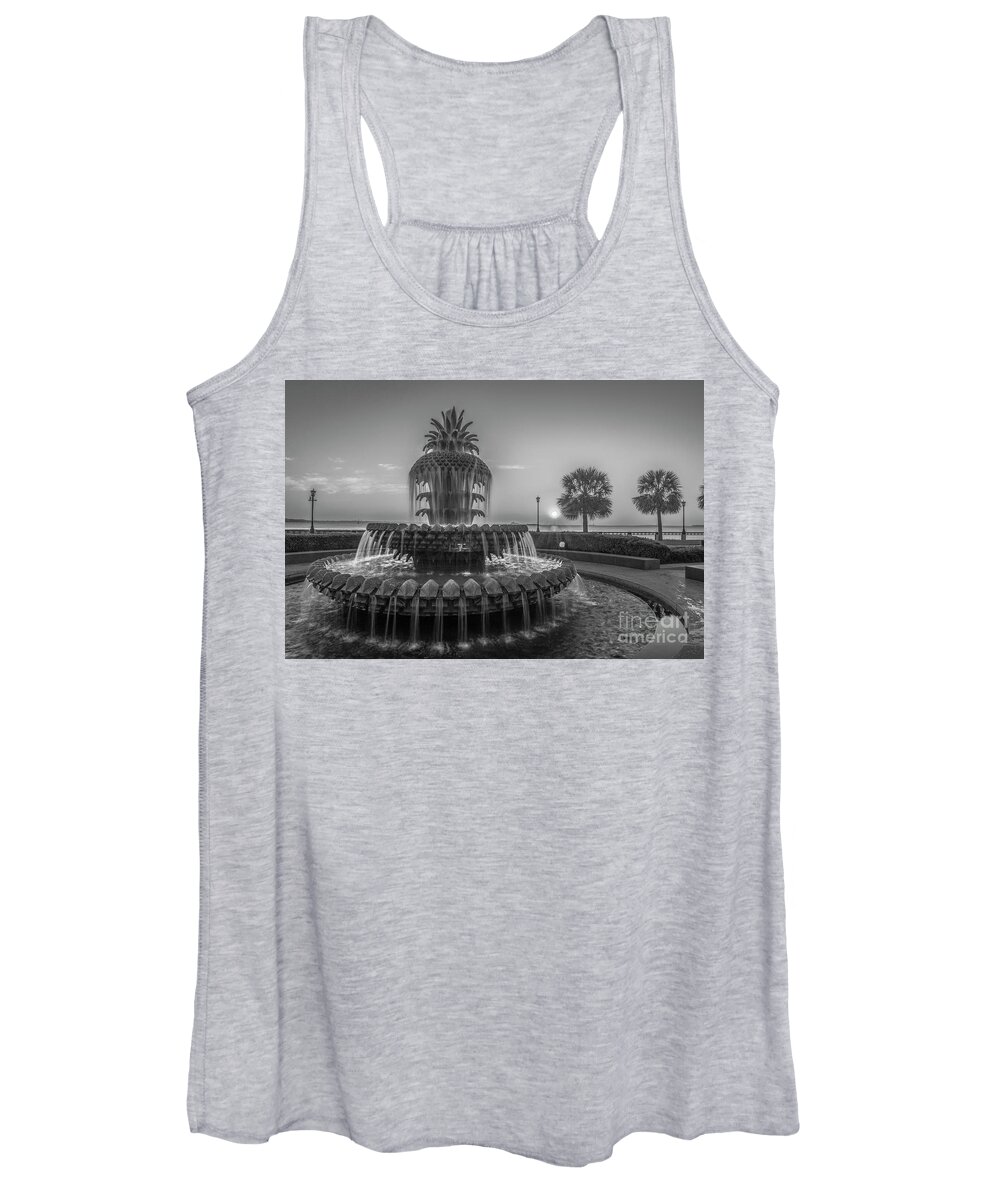 Pineapple Fountain Women's Tank Top featuring the photograph Monochrome Pineapple by Dale Powell