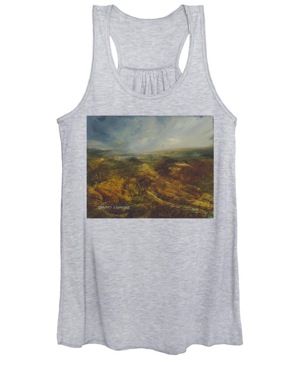 Moorland Women's Tank Top featuring the painting Moorland 71 by David Ladmore