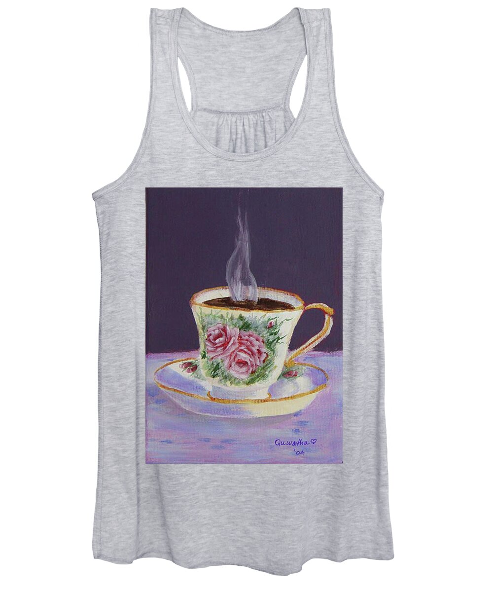 Cup Women's Tank Top featuring the drawing Morning Coffee by Quwatha Valentine