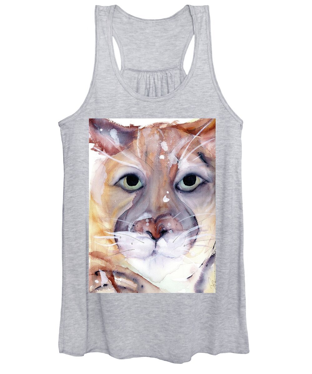 Mountain Lion Women's Tank Top featuring the painting Mountain Lion by Dawn Derman
