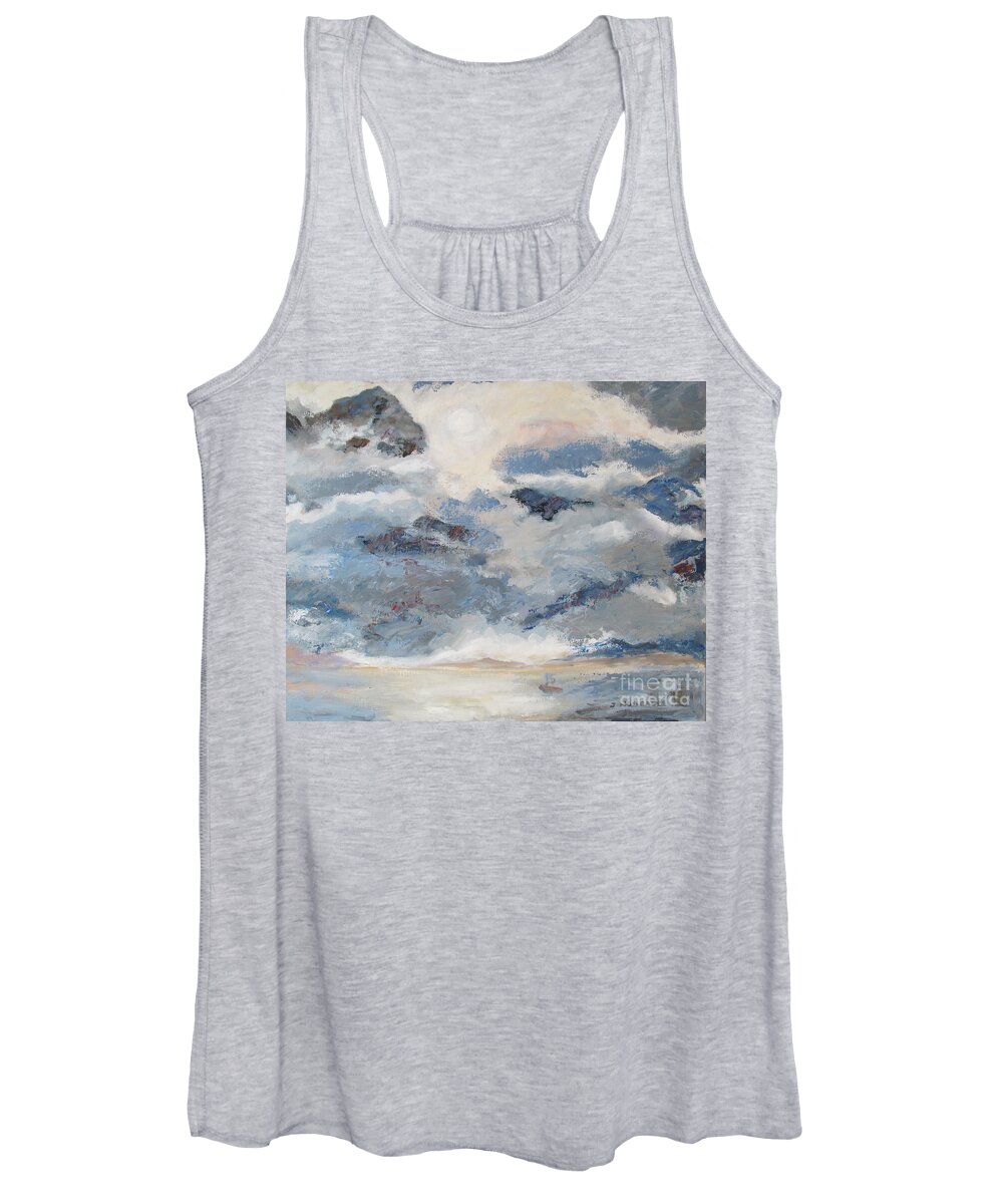 Mountains Women's Tank Top featuring the painting Mountain Mist by John Nussbaum