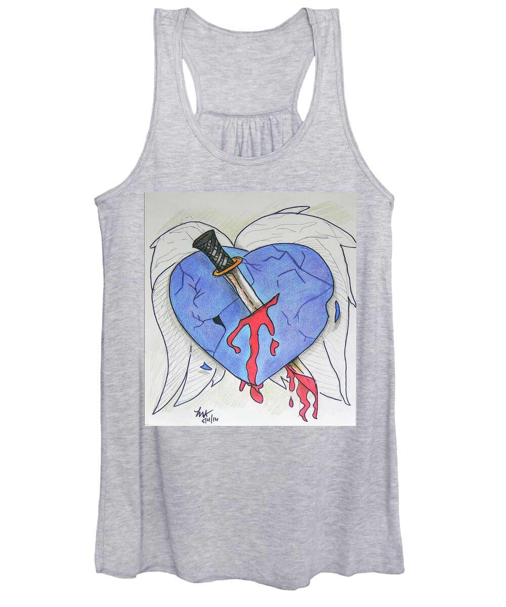 Heart Women's Tank Top featuring the drawing Murdered Soul by Loretta Nash