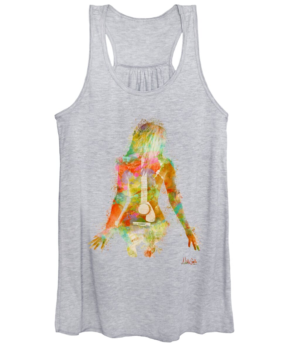 Guitar Women's Tank Top featuring the digital art Music Was My First Love by Nikki Marie Smith